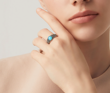 Load image into Gallery viewer, Anello Perlage Agata Azzurra