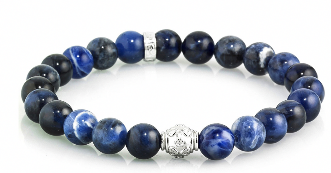 Bracciale Da Uomo Stone Sodalite blue componenti in Argento