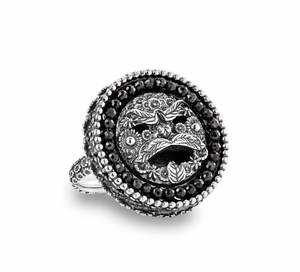 Anello con Maschera dell'Arcimboldo e Cubic Zirconia