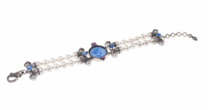 BRACCIALE IN ARGENTO CON PASTE VITREE, TRIPLETTE E PERLE