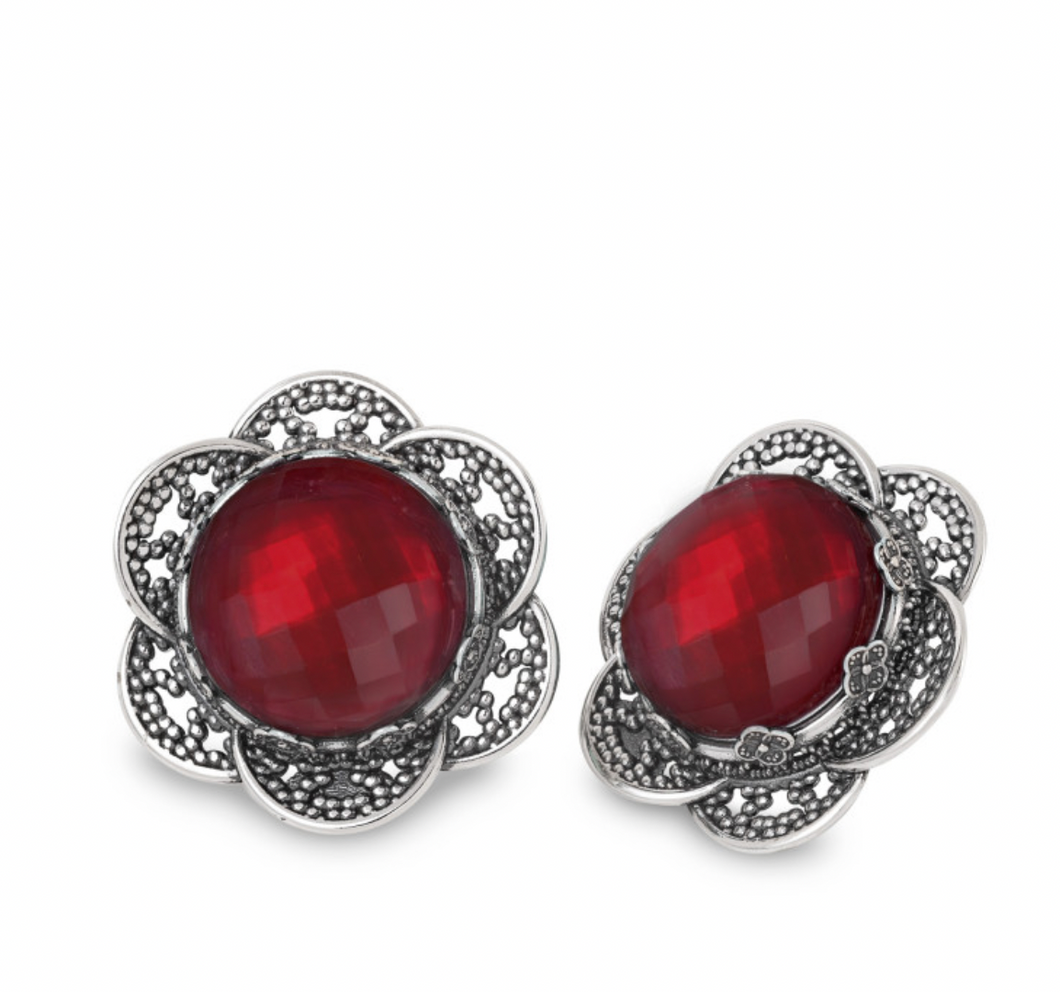 ORECCHINI A LOBO NINFEA ROSSO