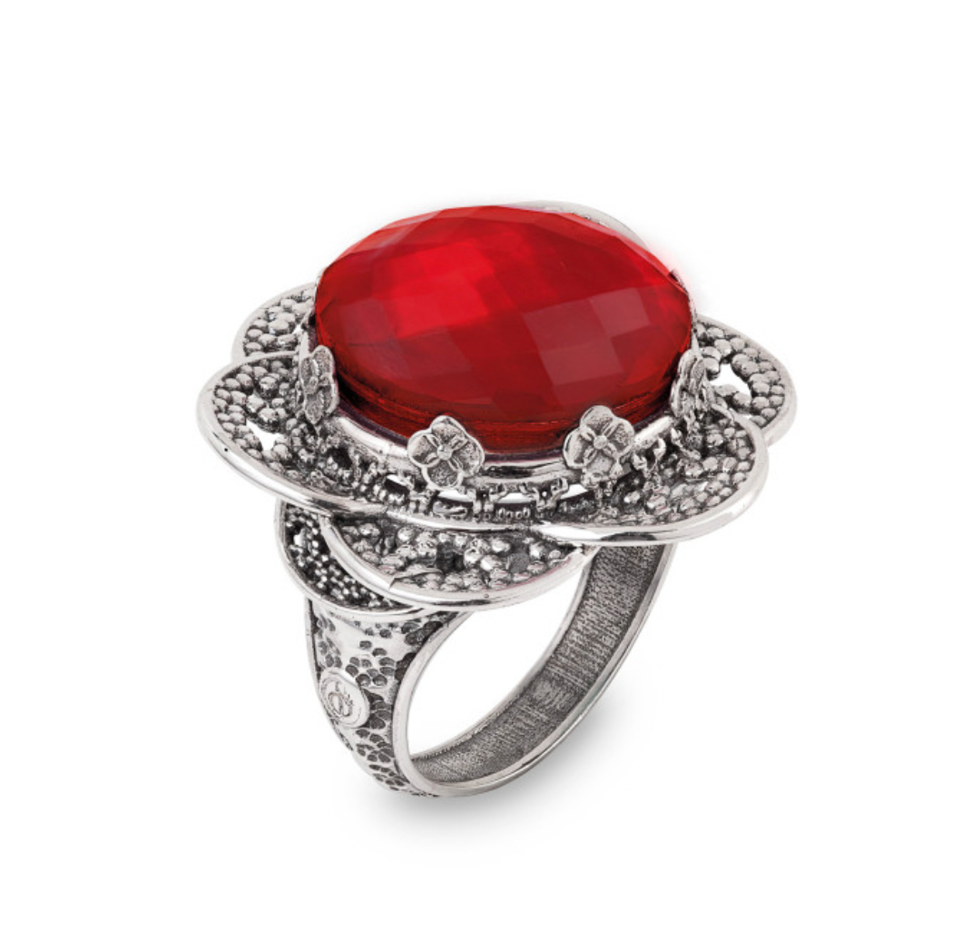 ANELLO NINFEA APERTA ROSSO
