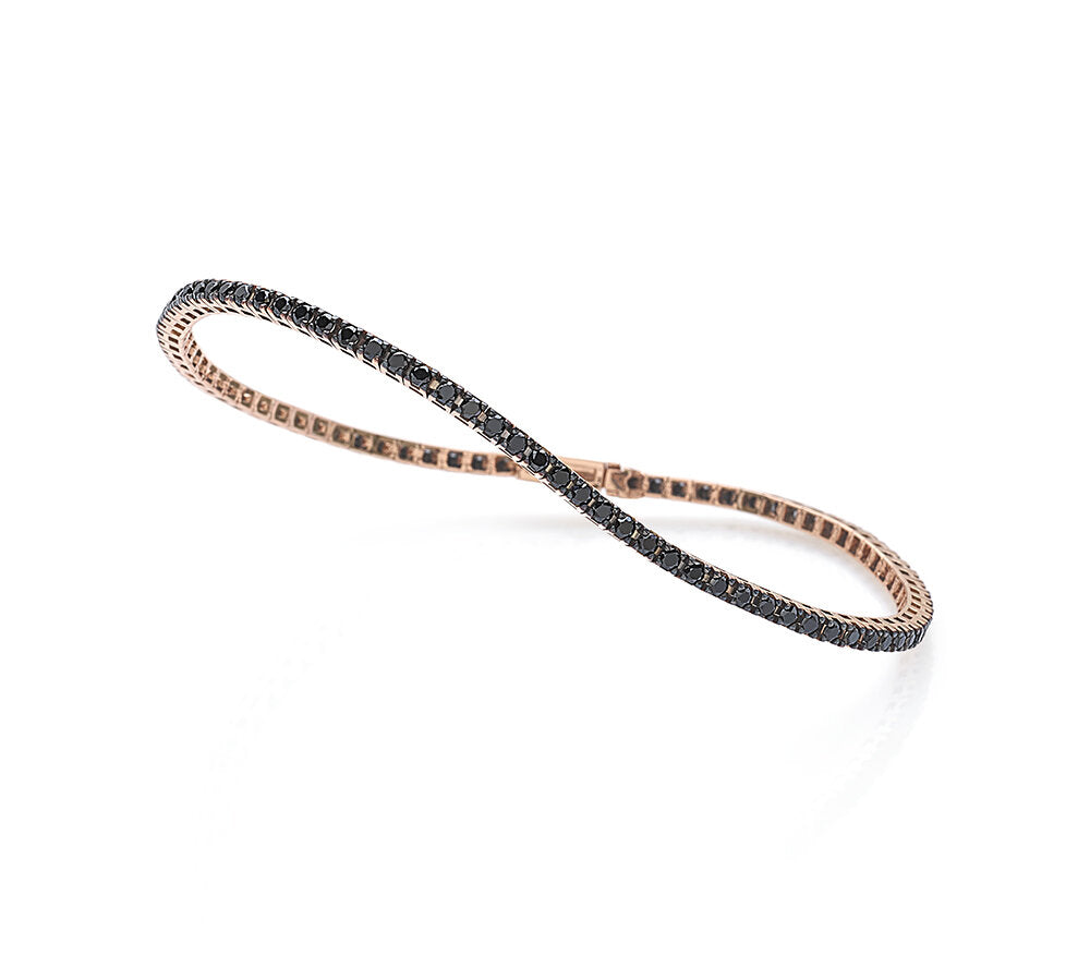 Bracciale Tennis oro rosa e diamanti neri