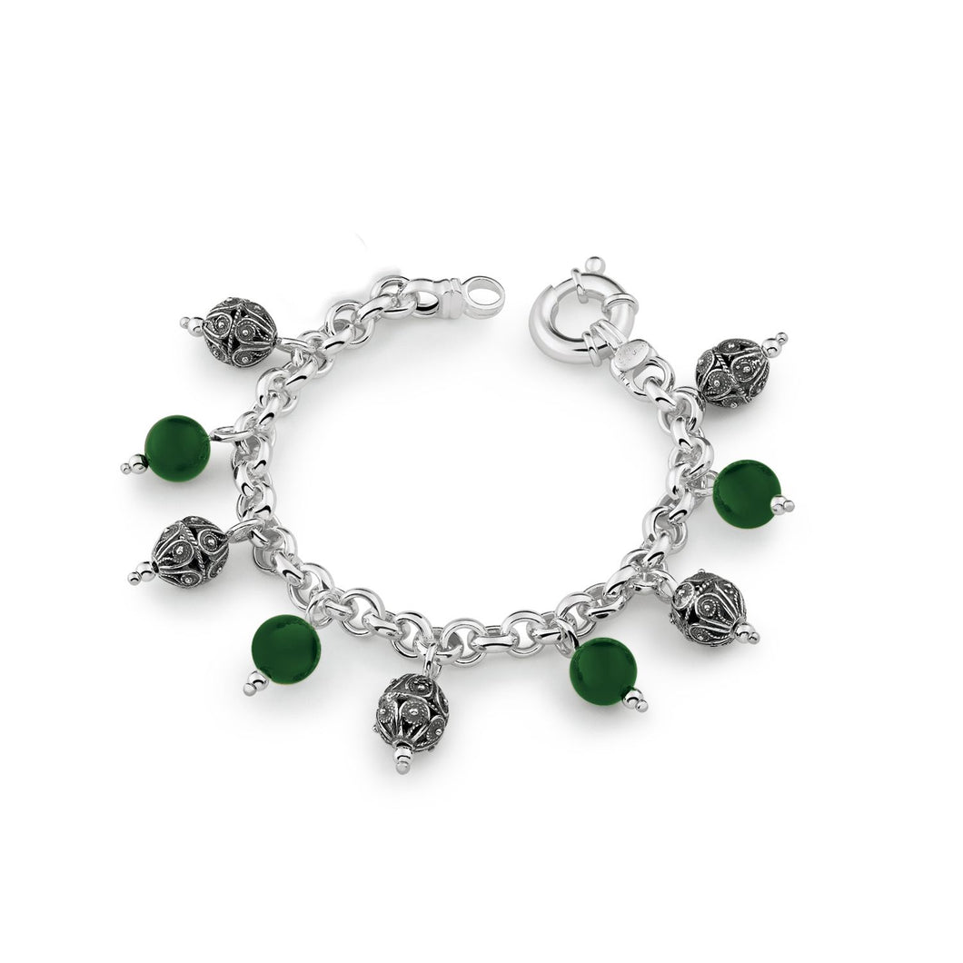 Bracciale con Sinacoli e pietre verdi Gerardo Sacco