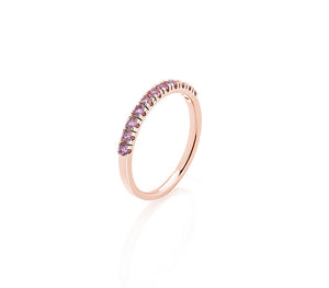 Anello half oro rosa e zaffiri pink