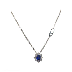 Collana con zaffiro blu e diamanti